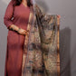 Rangoli - 3pc set - Linen Cotton + chanderi dupatta - PURPLE