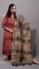 Rangoli - 3pc set - Linen Cotton + chanderi dupatta - PURPLE