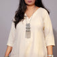 Rangoli - 3pc set - Linen Cotton + chanderi dupatta - Beige