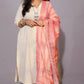 Rangoli - 3pc set - Linen Cotton + chanderi dupatta - Beige