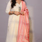 Rangoli - 3pc set - Linen Cotton + chanderi dupatta - Beige