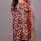 Gulzar -3 pc set - Linen cotton - Black