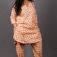 Veda - 2 pc set - Cotton Linen with thread work boti - Apricot Yellow