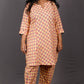 Veda - 2 pc set - Cotton Linen with thread work boti - Apricot Yellow