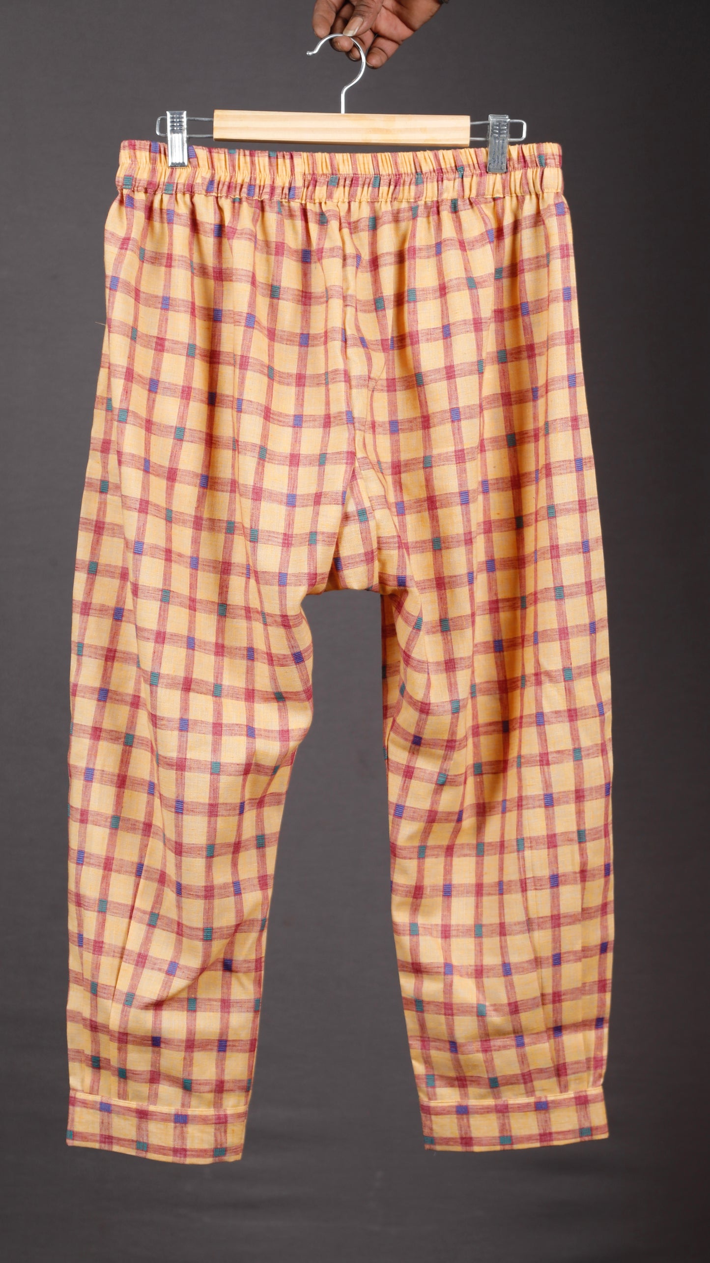 Veda - 2 pc set - Cotton Linen with thread work boti - Apricot Yellow