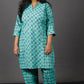 Veda - 2 pc set - Cotton Linen with thread work boti - Rama Green