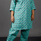 Veda - 2 pc set - Cotton Linen with thread work boti - Rama Green