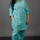 Veda - 2 pc set - Cotton Linen with thread work boti - Rama Green
