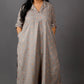 Samaa - Kurta Pant SET - Handloom cotton with thread work botti - Mud Grey
