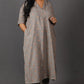 Samaa - Kurta Pant SET - Handloom cotton with thread work botti - Mud Grey