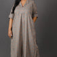 Samaa - Kurta Pant SET - Handloom cotton with thread work botti - Mud Grey