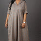Samaa - Kurta Pant SET - Handloom cotton with thread work botti - Mud Grey