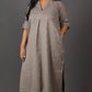 Samaa - Kurta Pant SET - Handloom cotton with thread work botti - Mud Grey