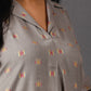 Samaa - Kurta Pant SET - Handloom cotton with thread work botti - Mud Grey