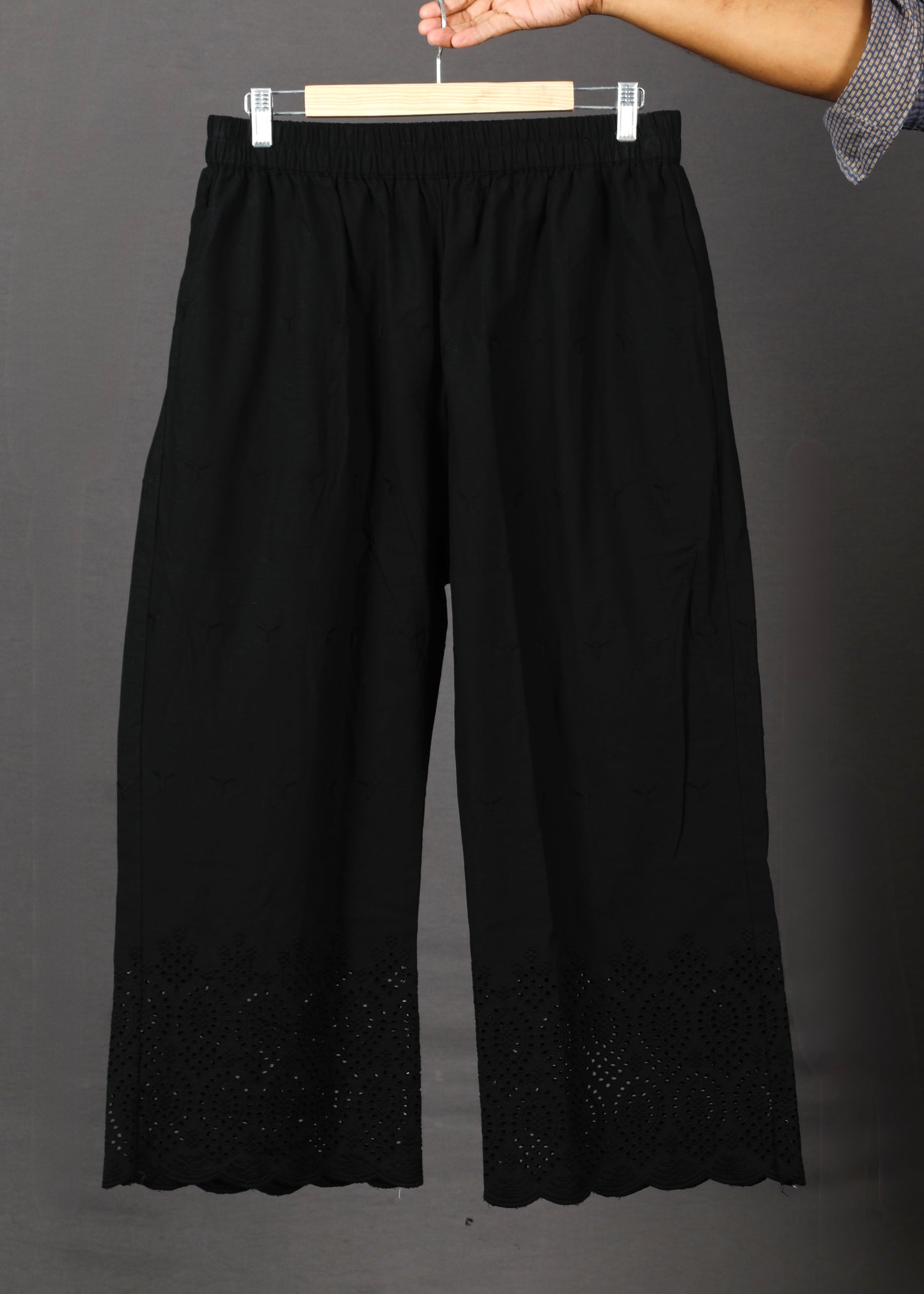 Ruhani - Set - Pure cotton with schiffli embroidery - Black - dupatta optional