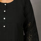 Ruhani - Set - Pure cotton with schiffli embroidery - Black - dupatta optional