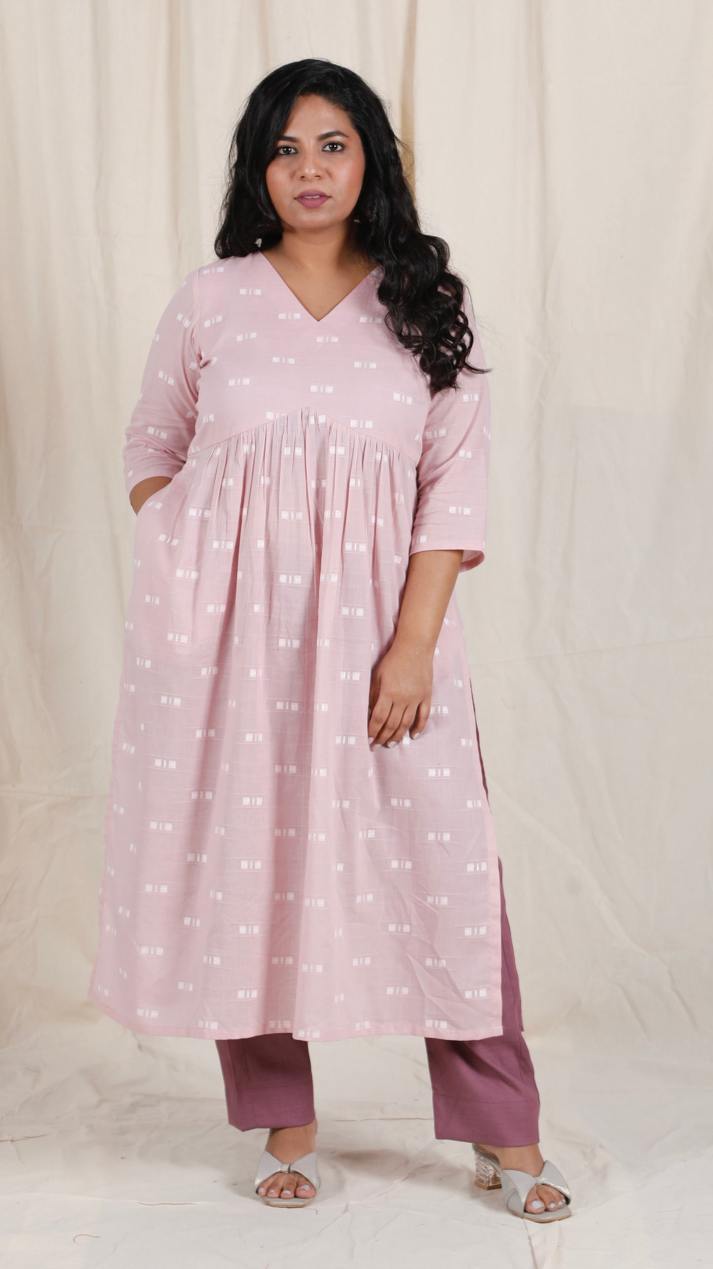 Ayra cords - Pink & Purple - Mul cotton with Soft cotton Pants + Chiffon dupatta Optional