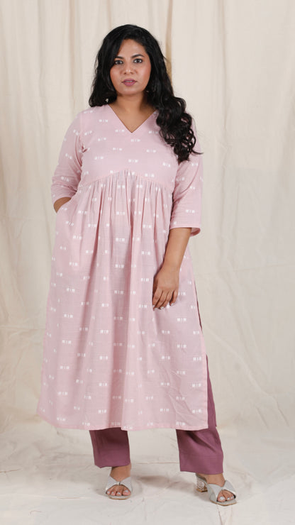 Ayra cords - Pink & Purple - Mul cotton with Soft cotton Pants + Chiffon dupatta Optional