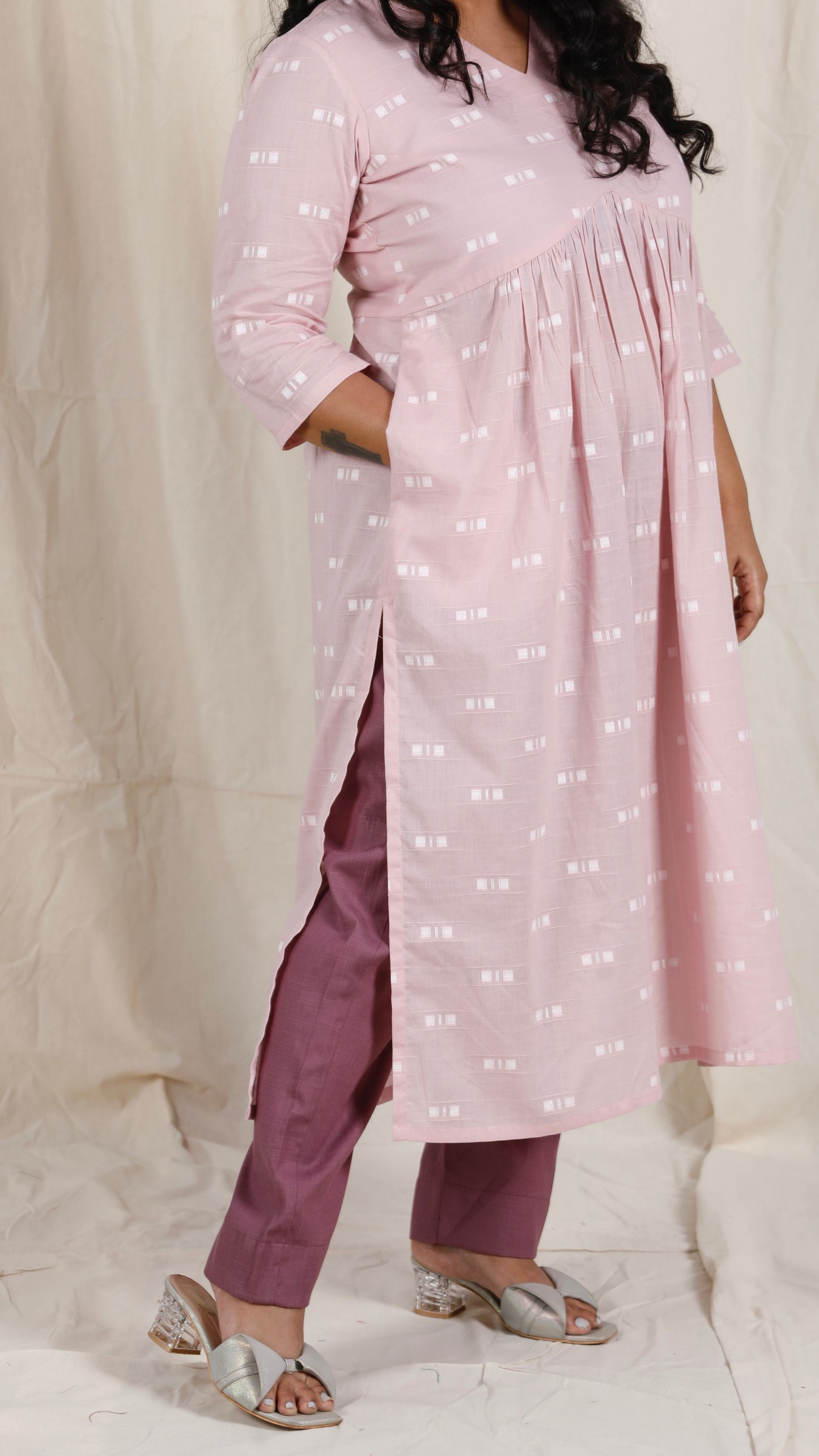 Ayra cords - Pink & Purple - Mul cotton with Soft cotton Pants + Chiffon dupatta Optional