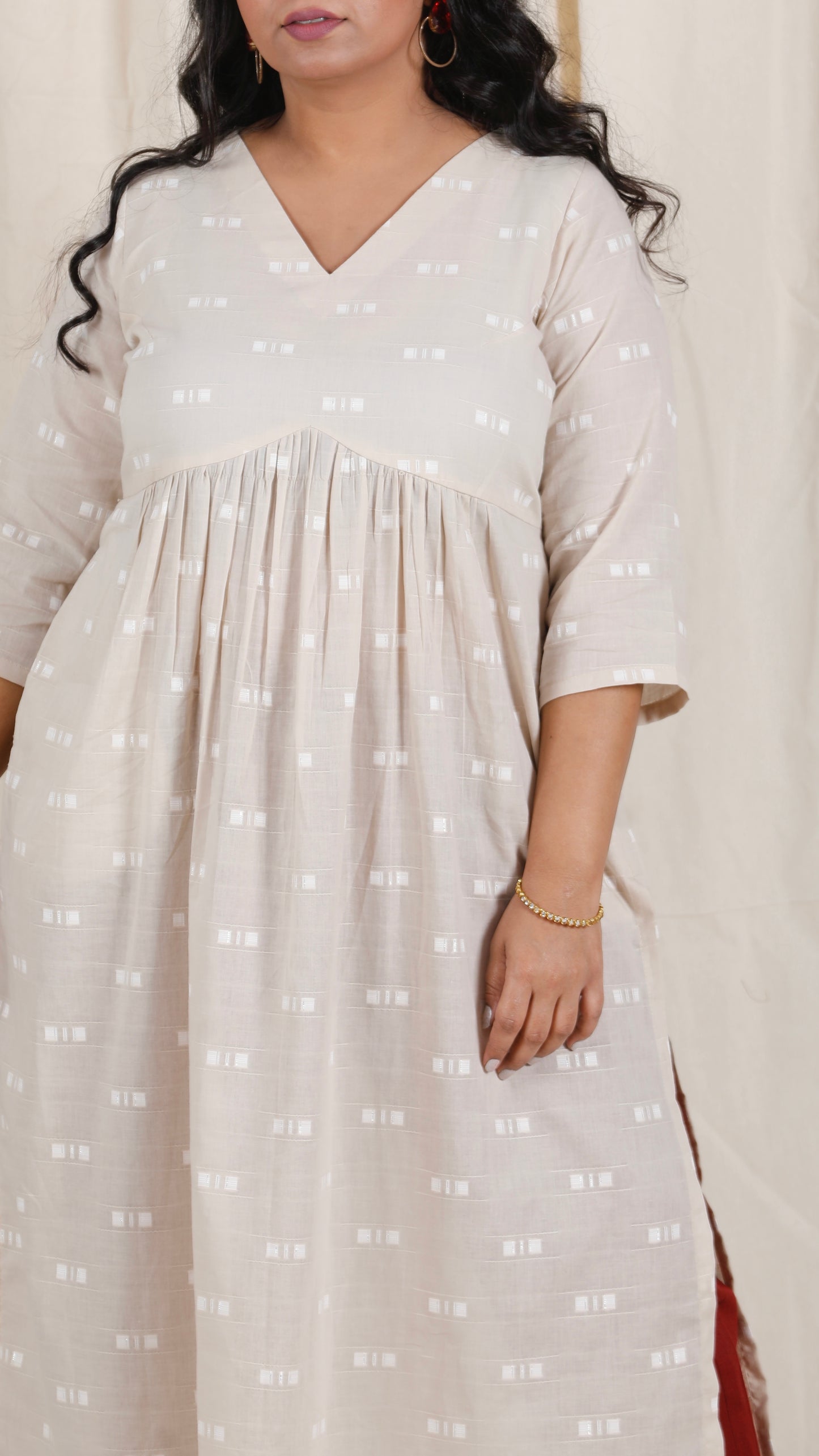 Ayra cords - Beige & Maroon - Mul cotton with Soft cotton Pants + Chiffon dupatta Optional