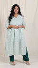Ayra cords - Green - Mul cotton kurta with linning + Soft cotton Pants + Chiffon dupatta Optional