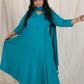 Meher -3 pc - Peacock Green - Cotton Anarkali set + mul dupatta