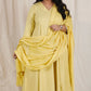 Meher -3 pc - Yellow - Cotton Anarkali set + mul dupatta