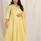 Meher -3 pc - Yellow - Cotton Anarkali set + mul dupatta