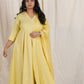Meher -3 pc - Yellow - Cotton Anarkali set + mul dupatta