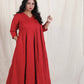Meher -3 pc - Maroon - Cotton Anarkali set + mul dupatta