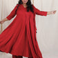 Meher -3 pc - Maroon - Cotton Anarkali set + mul dupatta