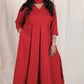 Meher -3 pc - Maroon - Cotton Anarkali set + mul dupatta