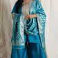 Shanaya - 3 pc set - BLUE - Crape silk + Zari Dupatta