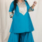 Shanaya - 3 pc set - BLUE - Crape silk + Zari Dupatta