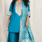 Shanaya - 3 pc set - BLUE - Crape silk + Zari Dupatta