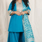Shanaya - 3 pc set - BLUE - Crape silk + Zari Dupatta