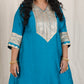 Shanaya - 3 pc set - BLUE - Crape silk + Zari Dupatta