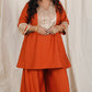 Shanaya - 3 pc set - RUST - Crape silk + Zari Dupatta