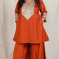 Shanaya - 3 pc set - RUST - Crape silk + Zari Dupatta
