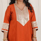 Shanaya - 3 pc set - RUST - Crape silk + Zari Dupatta