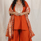 Shanaya - 3 pc set - RUST - Crape silk + Zari Dupatta