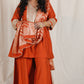 Shanaya - 3 pc set - RUST - Crape silk + Zari Dupatta