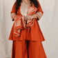 Shanaya - 3 pc set - RUST - Crape silk + Zari Dupatta