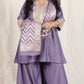 Shanaya - 3 pc set - PURPLE - Crape silk + Zari Dupatta