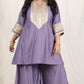 Shanaya - 3 pc set - PURPLE - Crape silk + Zari Dupatta