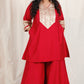 Shanaya - 3 pc set - RED - Crape silk + Zari Dupatta