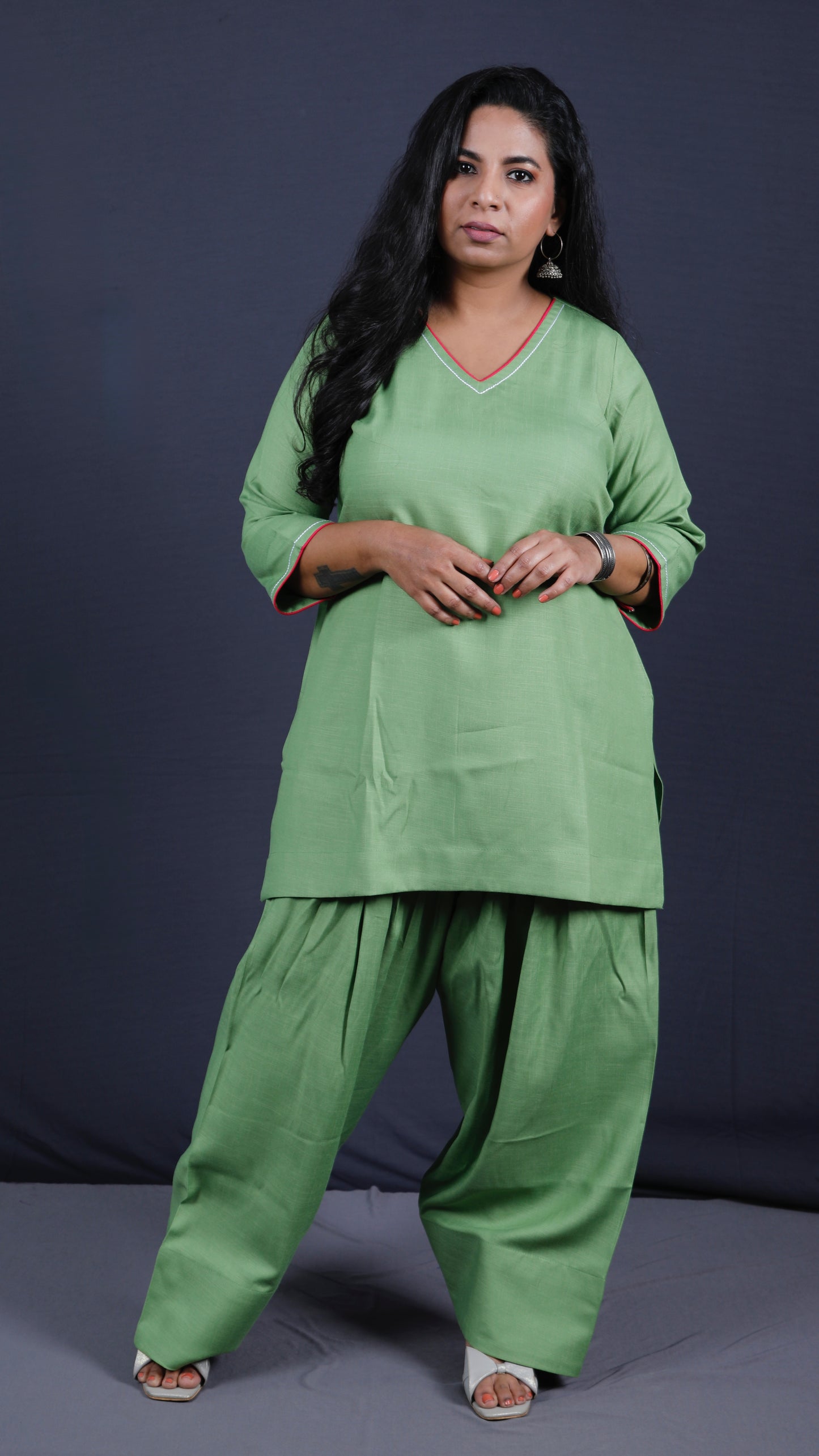 Rose - Farshi Shalwar set - Soft cotton - Green