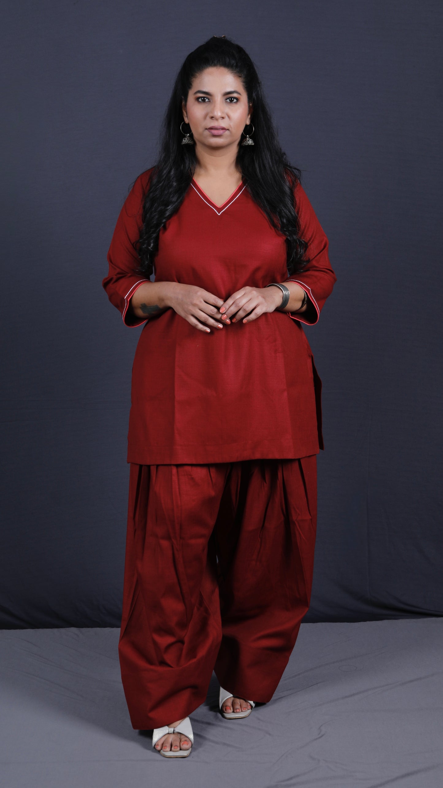 Rose - Farshi Shalwar set - Soft cotton - Deep Maroon