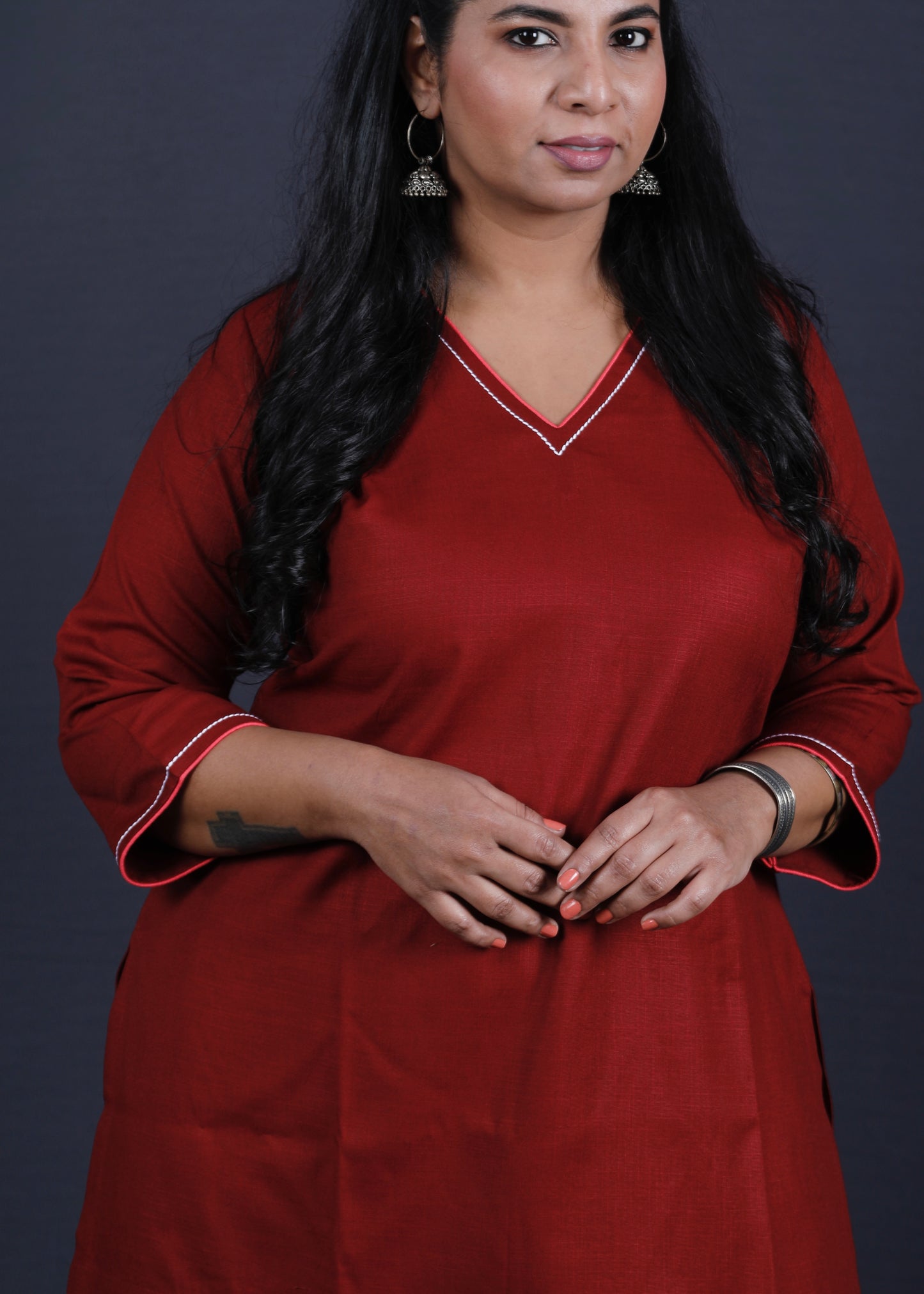 Rose - Farshi Shalwar set - Soft cotton - Deep Maroon