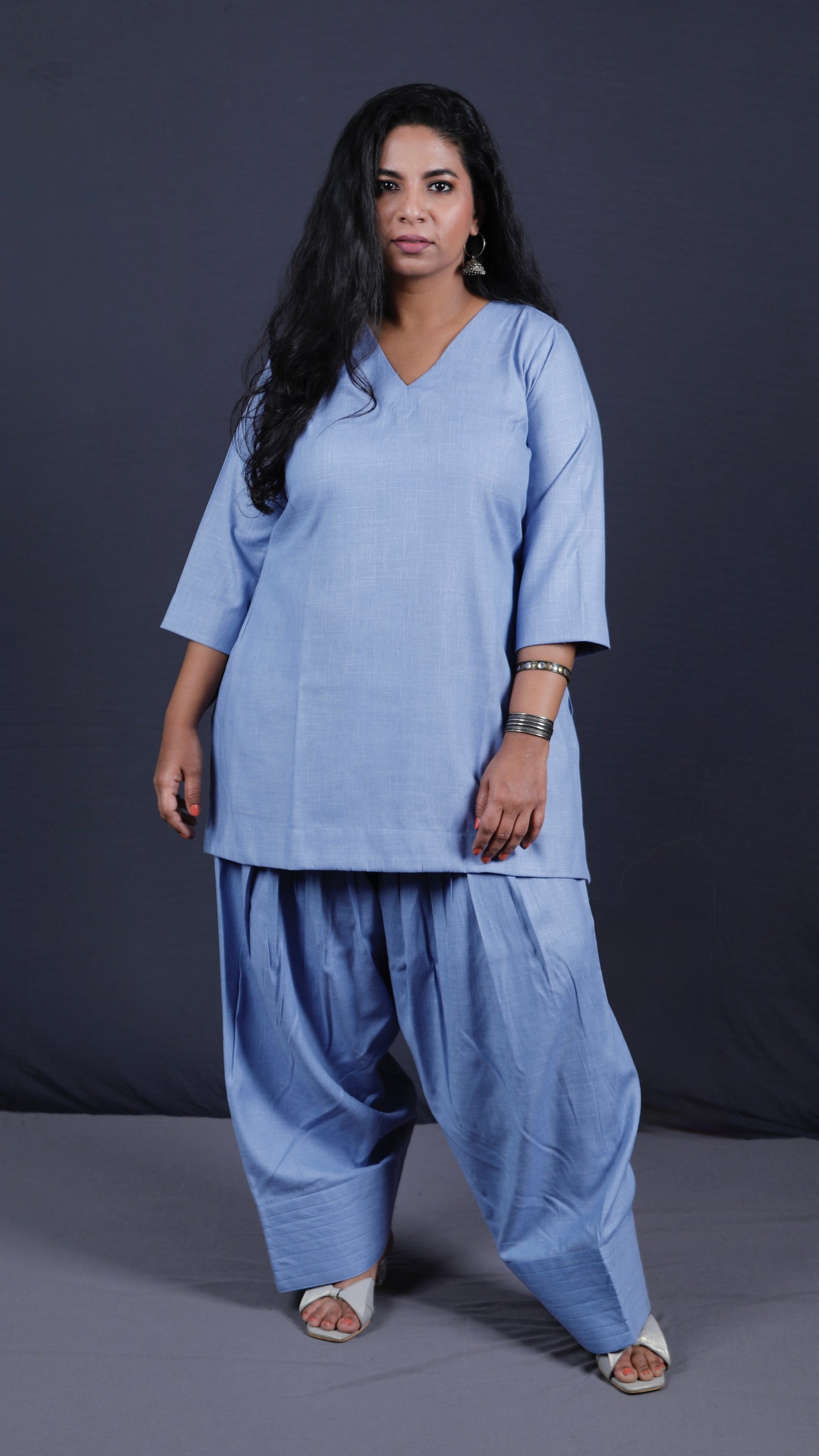 Rose - Farshi Shalwar set - Soft cotton - Blue